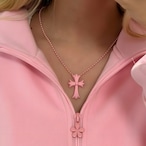 クロス ラバー ネックレス ピンク