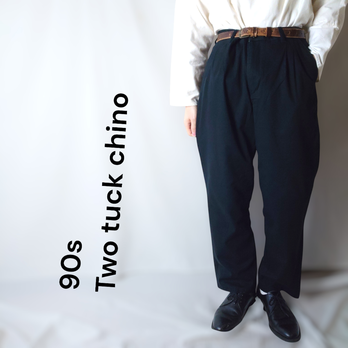 90s oldGAP ブラック チノパン ツータック 90s】古着 ツータック チノパン ブラック 黒 90年代 AKA コットン