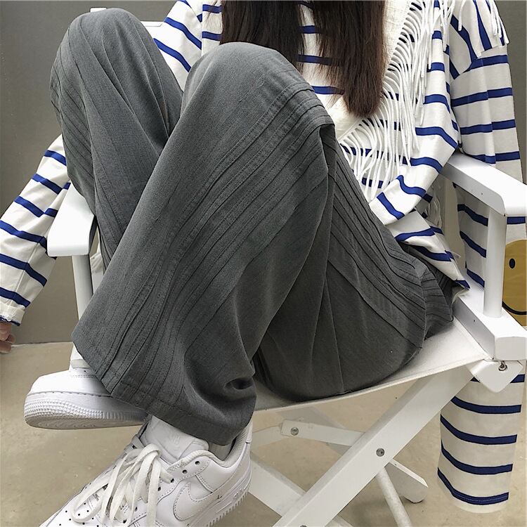 【新作】【送料無料】 トレンディな韓国スタイルのレトロなサイドストライプカジュアルスーツワイドレッグパンツトレンディな 0332854683838