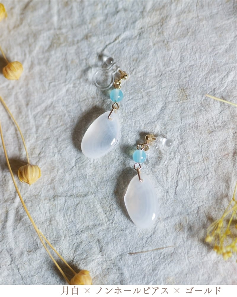 さくらひとえ ピアス・イヤリング 14KGF/SV925 ブルーカルセドニー