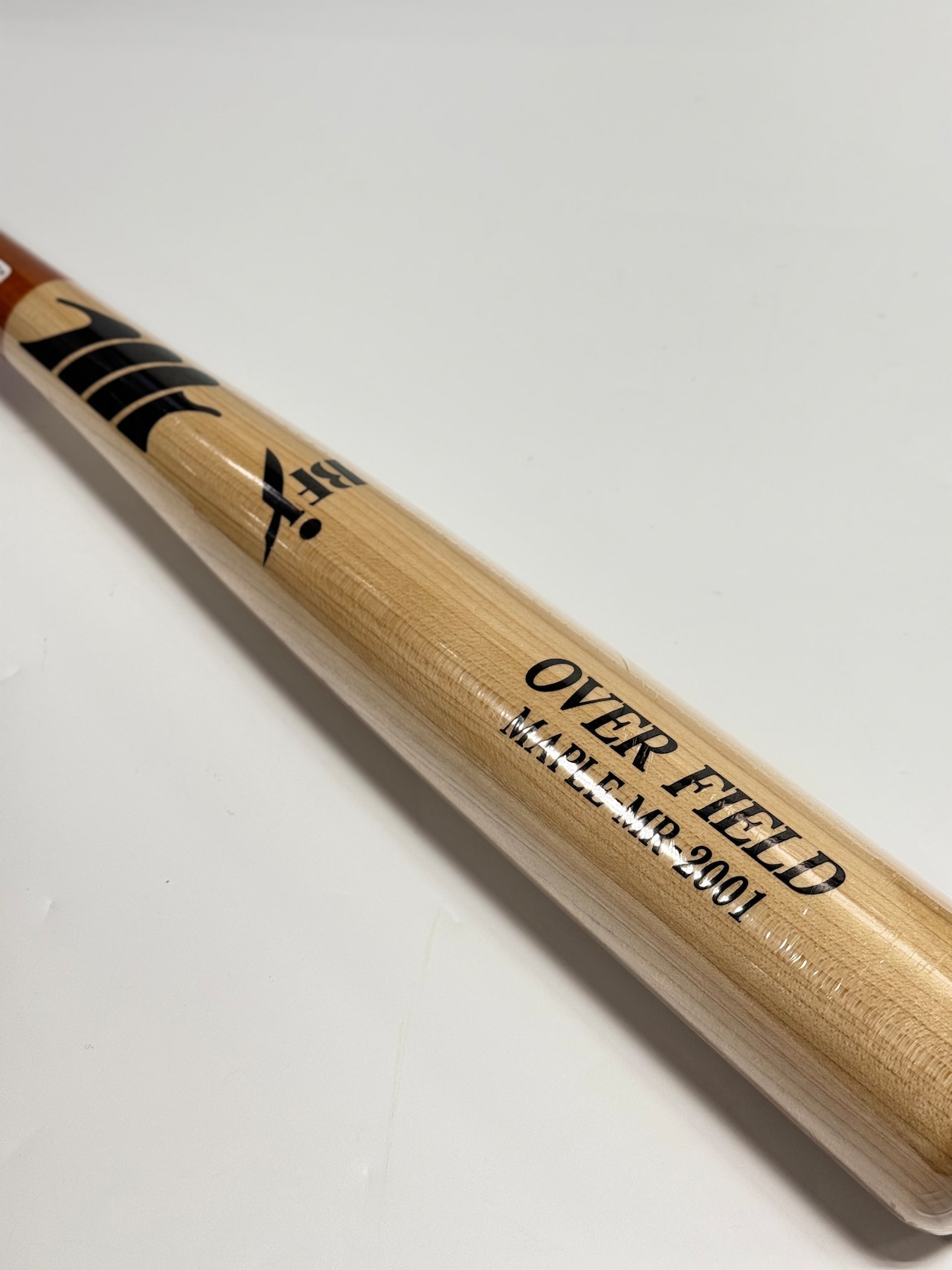 MRバット グラスファイバー加工済み 硬式木製バット BFJマーク 84.5cm/870g ミドルバランス ヘッドクリ抜きあり 赤茶×クリア グリップ形状D(丸型)・画像3