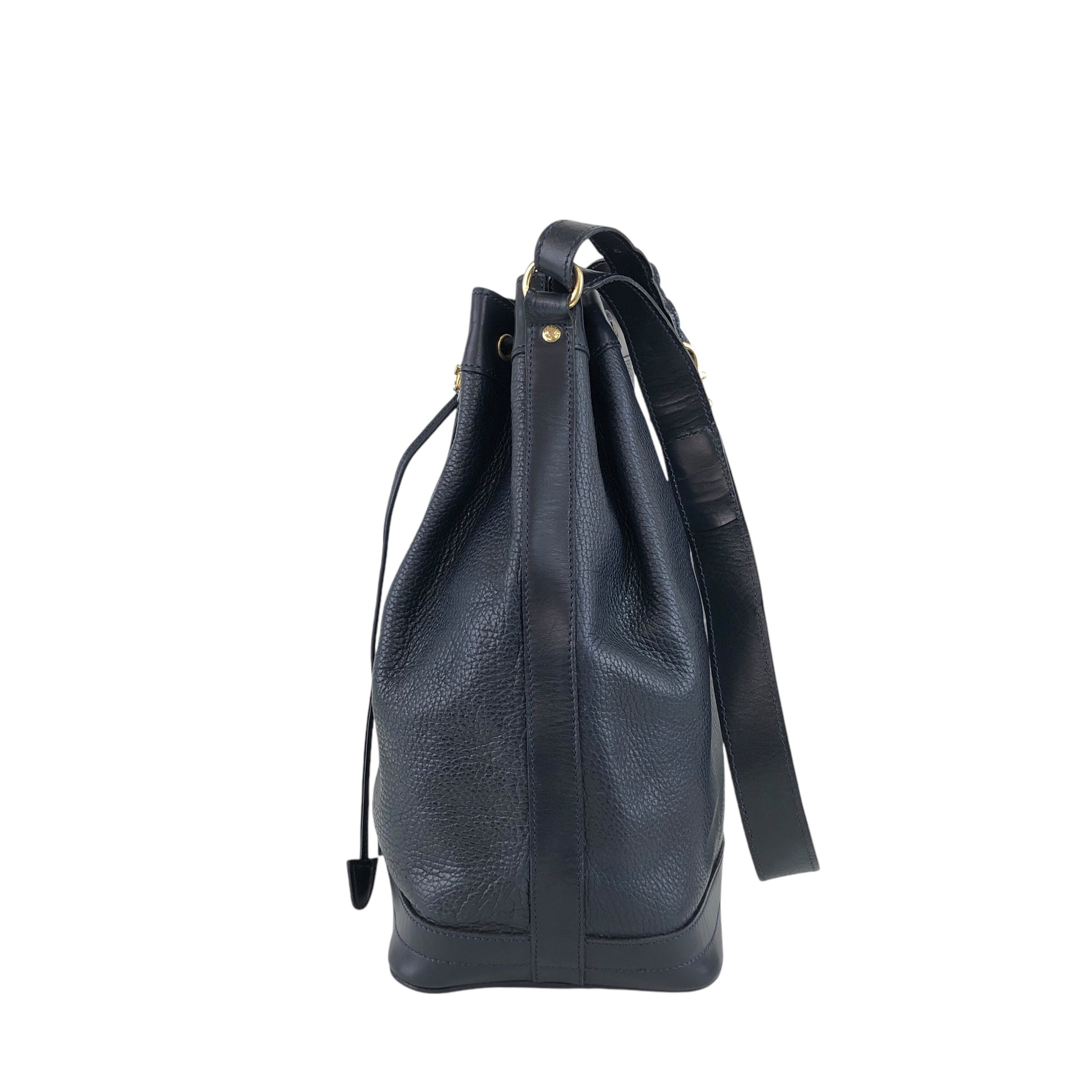 本物 セリーヌ CELINE 巾着 ショルダーバッグ レザー ブラック バッグ 中古・ 中古・古着通販】CELINE (セリーヌ) 巾着ショルダーバッグ ブラック