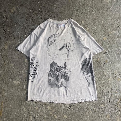 90s M.C.Escher mulch print T-shirt【仙台店】