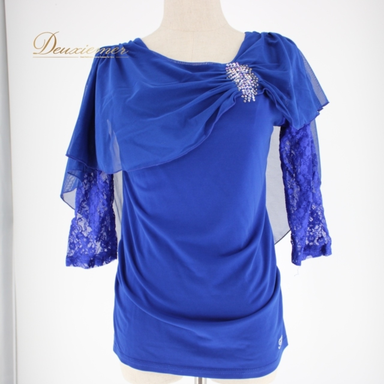 社交ダンス 衣装 スタンダード トップス レッスンウェア レディース オールシーズン Roger 青 ブルー系 ラインストーン シンプル レース 気品 フォーマル 花柄 上品 伸縮性 ルームウェア ヘビロテ おしゃれ レディースファッション ダンスウェア コスチューム パーティー用 舞台衣装 ダンスレッスン シーズンレス 体型カバー ストレッチ素材 光沢感