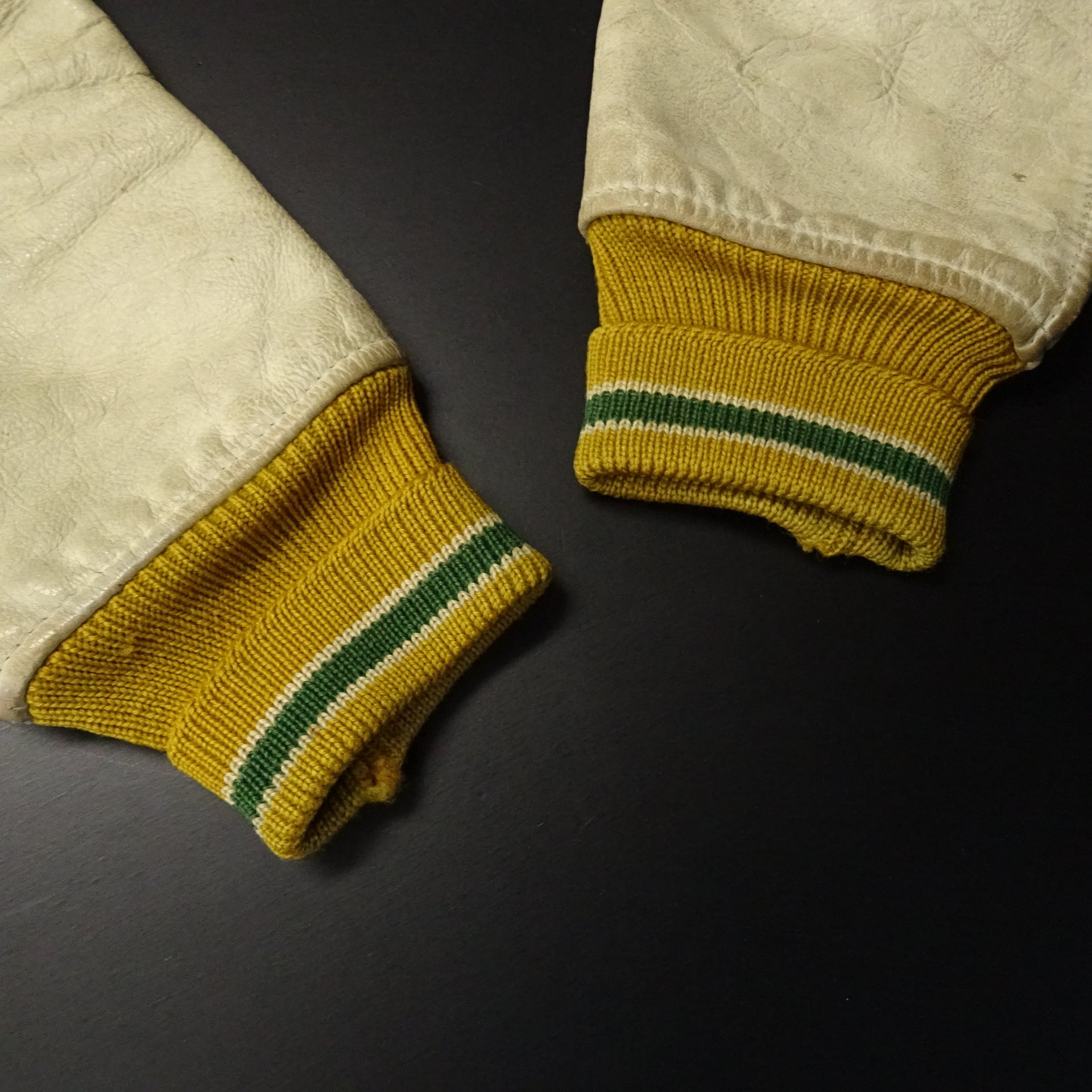 60s- USA製 Whiting ホワイティング スタジャン メルトン 袖レザー