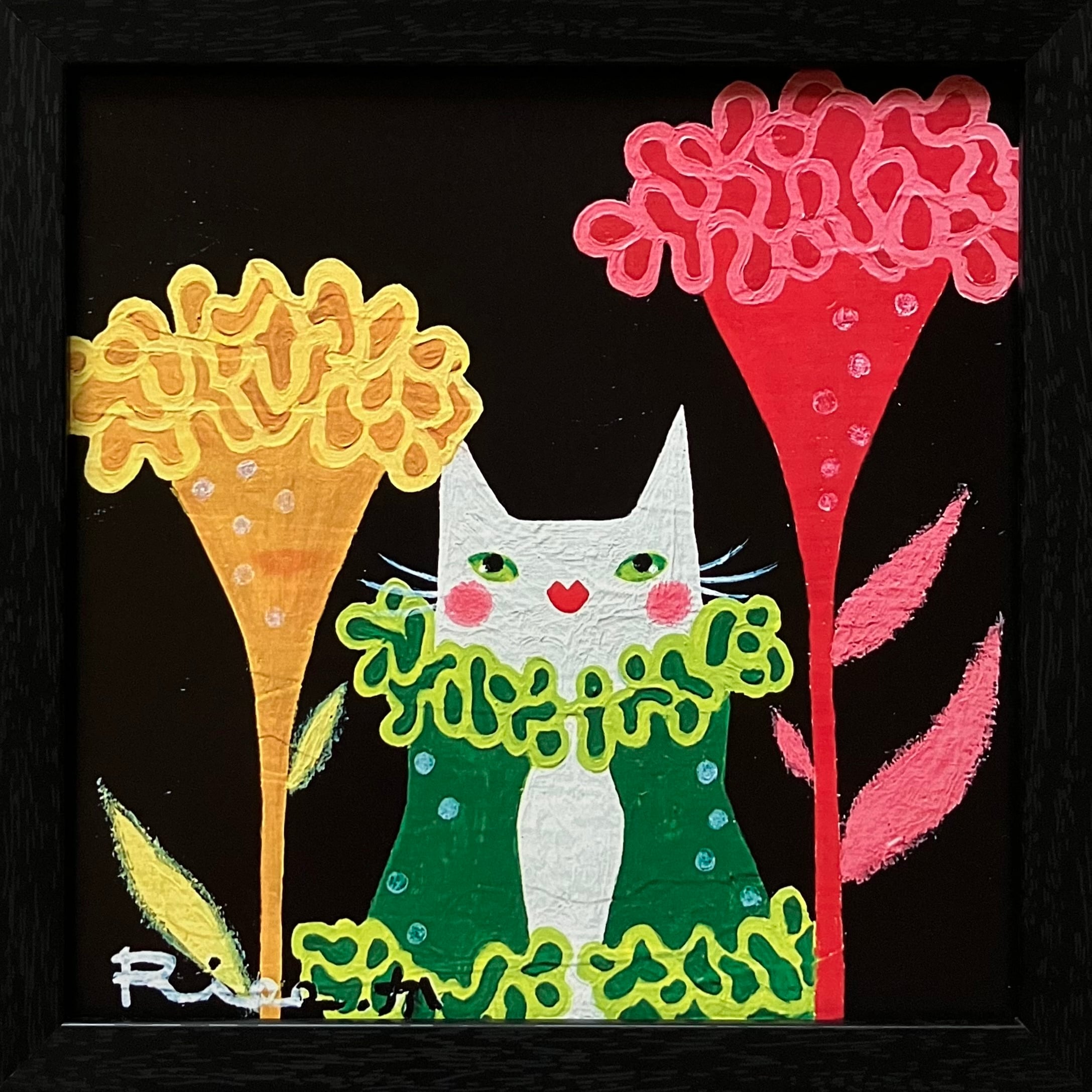 Suicat／原画 キャンバス 絵 絵画 アート イラスト 黒猫 | Riee .か