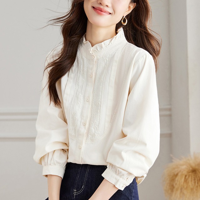 【ブラウス】 ブラウス レディース 大人 可愛い トップス シャツ ブラウス  韓国 ブラウス 秋 冬 20代 30代 40代 シンプルオフィス レディース 長袖 フォーマル 体型カバー きれいめ ベージュ ブルー 青 水色 M L XL 2XL