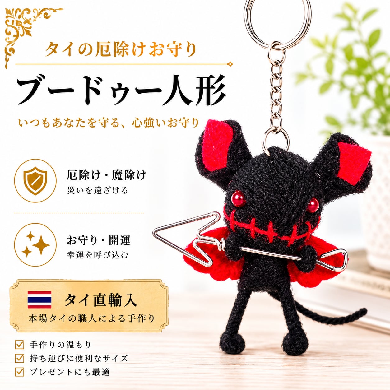 タイの厄除け人形】VOODOO DOLL（ブードゥー人形）【幸運】と【厄除け