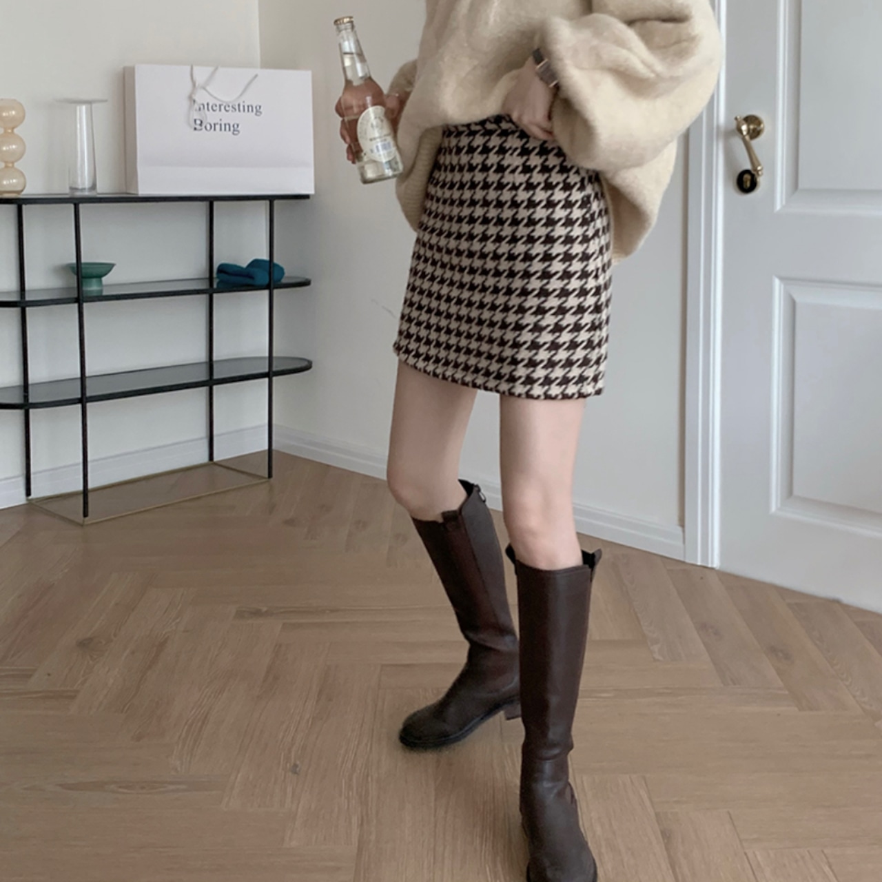 千鳥格子ツイードスカート LK444