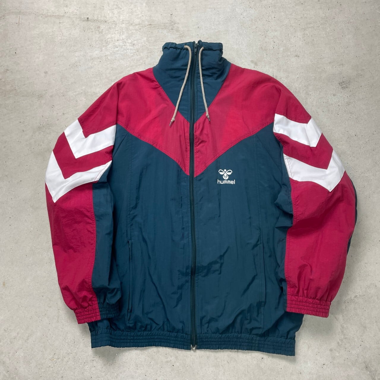 hummel ヒュンメル ナイロンジャケット フルジップ メンズXL 古着 ロゴ 