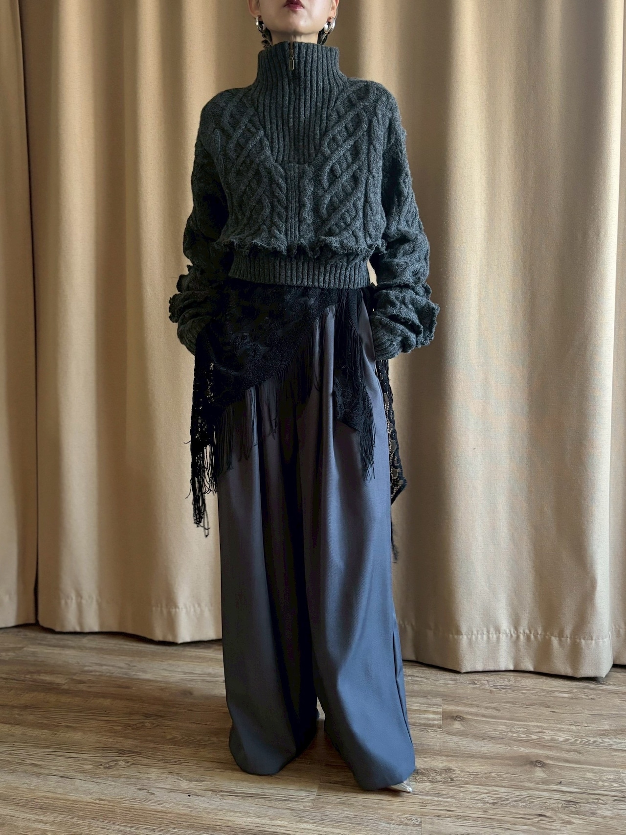 MADE IN SCOTLAND half zip remake knit-5127-1