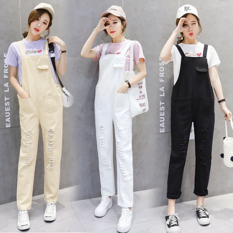 【新作】【送料無料】 マタニティウェア2019春夏新マタニティスーツファッションラウンドネック半袖+デニムよだれかけツーピースセット-アリババ ショート ハーフスリーブ スプリング 春物 サマー 夏物 Oネック expec268869432820