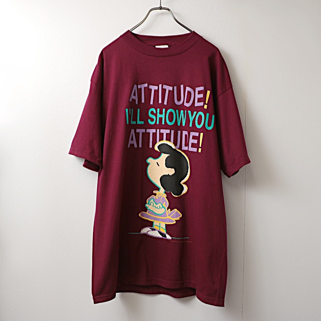 90s~ ピーナッツ LUCY ルーシー ATTITUDE！キャラクター プリント T