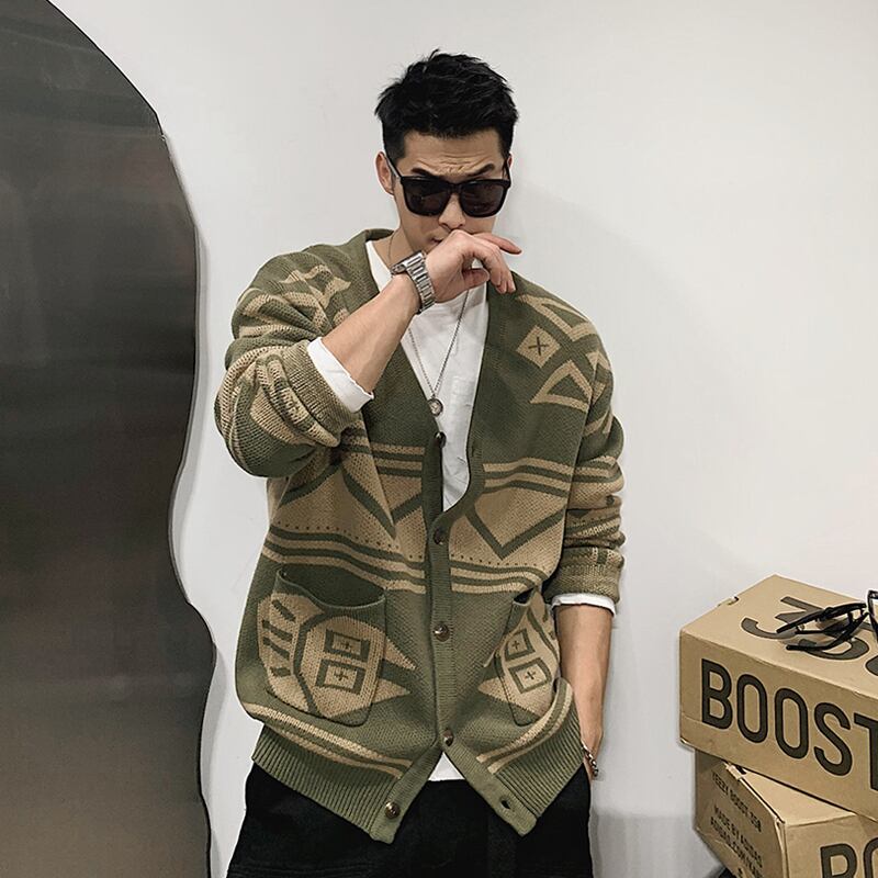 エスニックスタイルVネックカーディガンセーター ニットジャケット Xu_Tailang66856695094