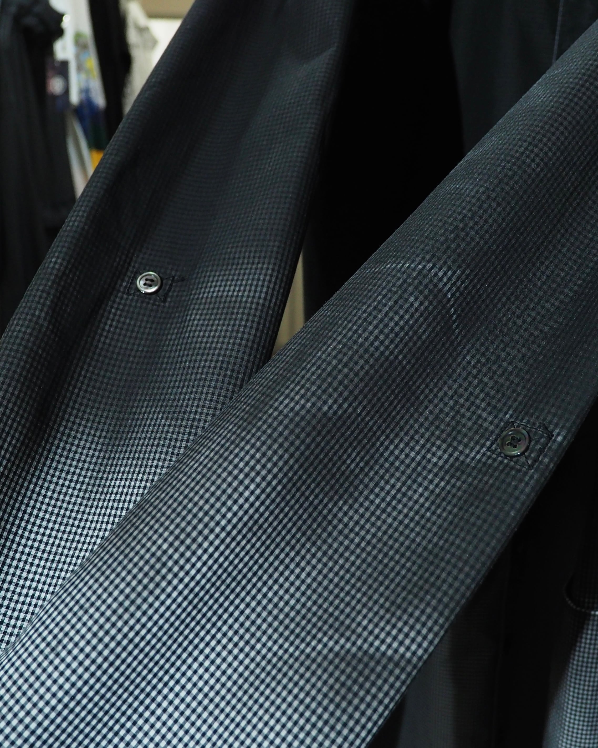 " DIET BUTCHER SLIM SKIN " Beautiful Gradation × Gingham Check Long Length Shirt