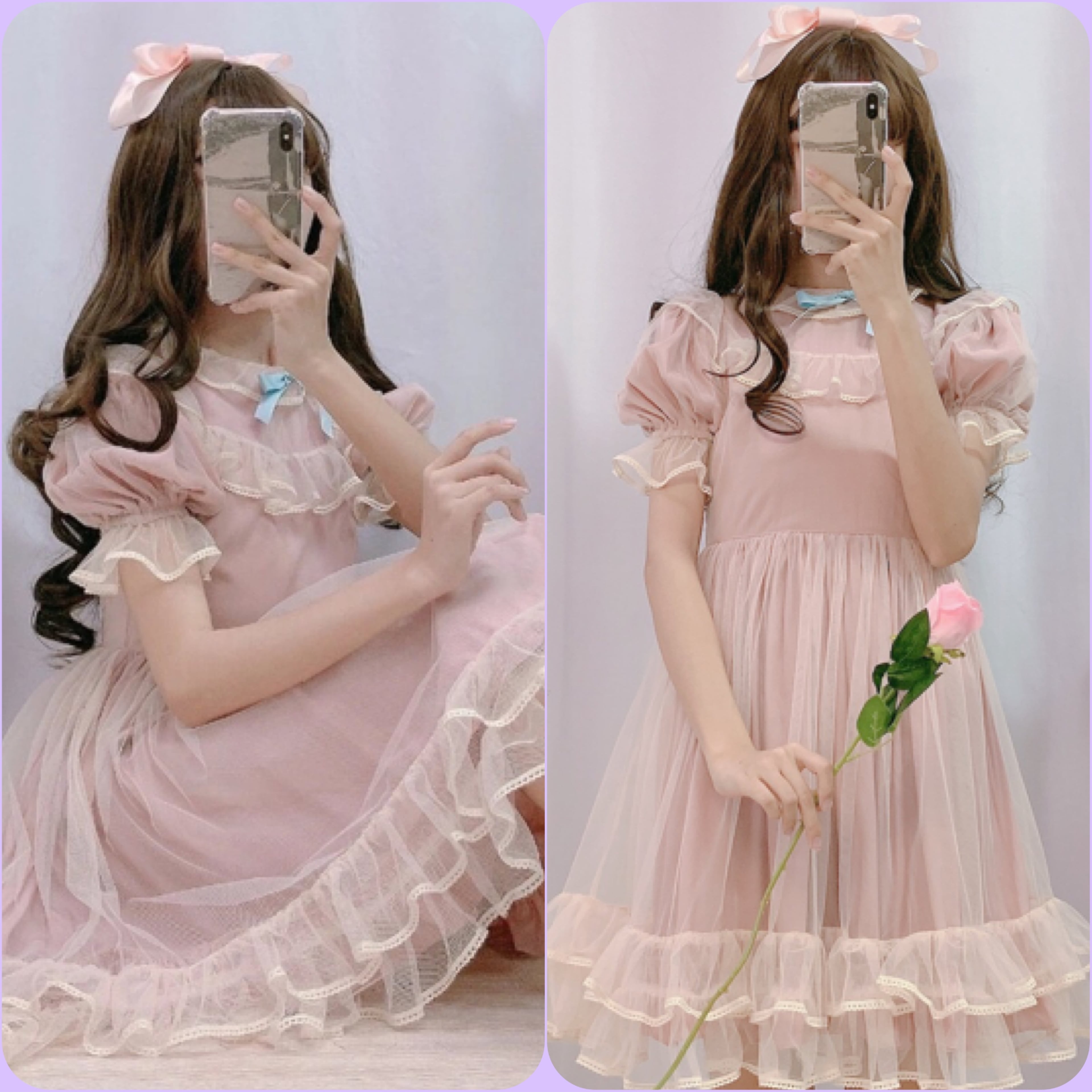 ピンク フリル リボン かわいい 姫 プリンセス スカート 原宿 ドレス