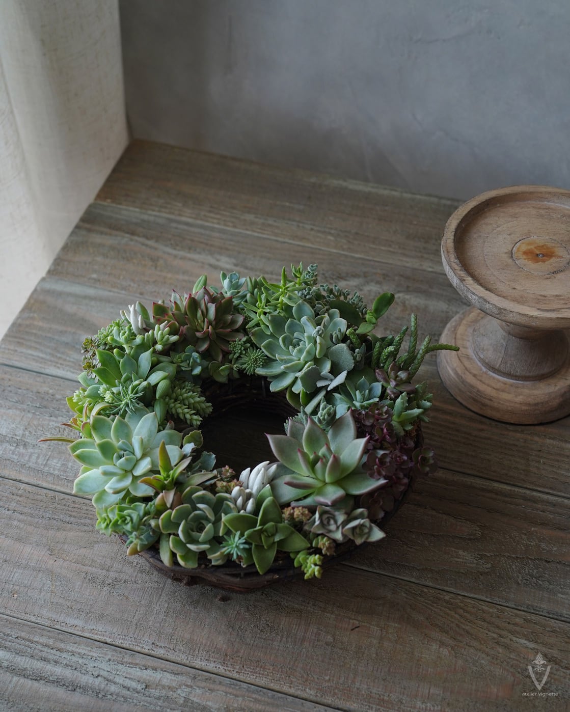 多肉植物 のリース Φ25cm 【寄せ植え】 | アトリエ ヴィネット（花苗