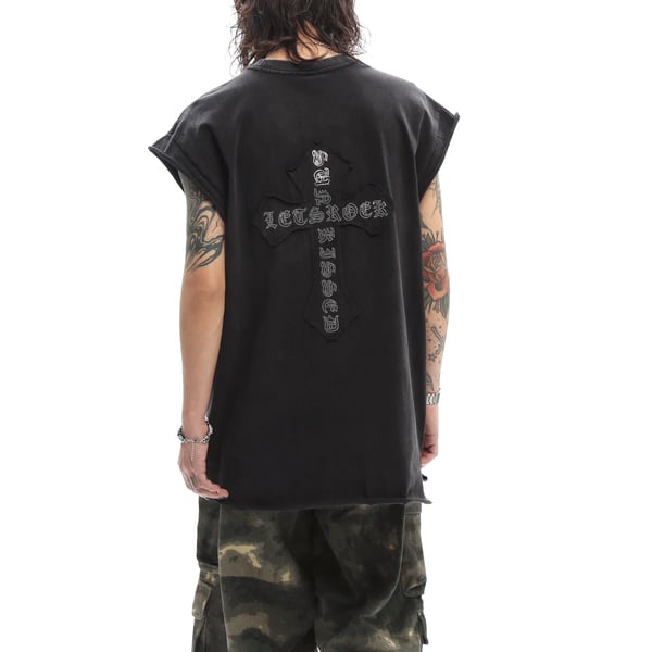 クロスロゴダメージスリーブレスTシャツ(ruf_03163)