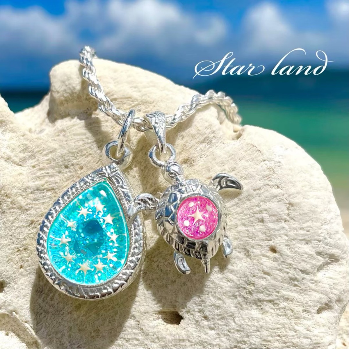 チェーン別売り】シルバードロップ小×シルバーホヌ | 沖縄の