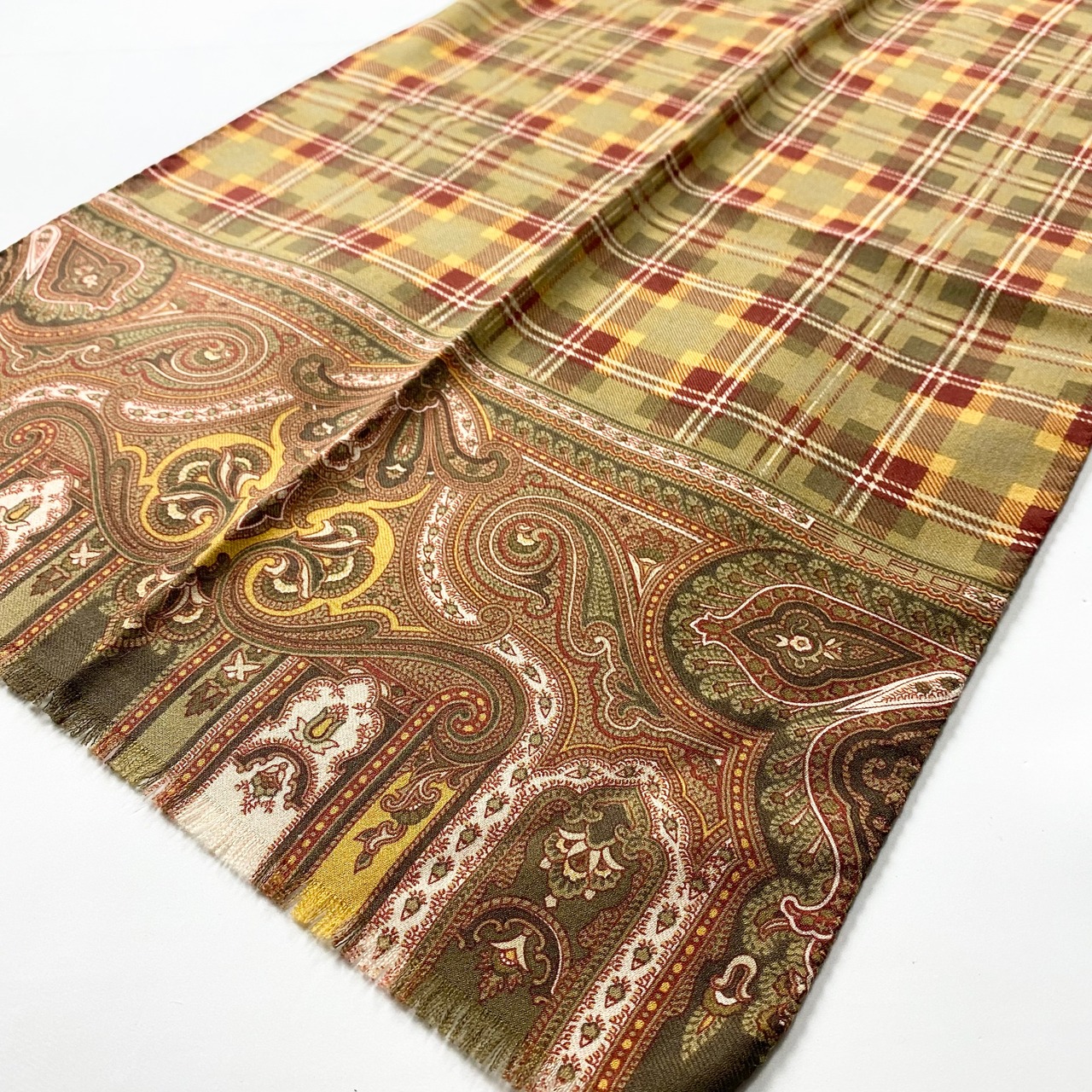 ETRO check × paisley pattern scarf