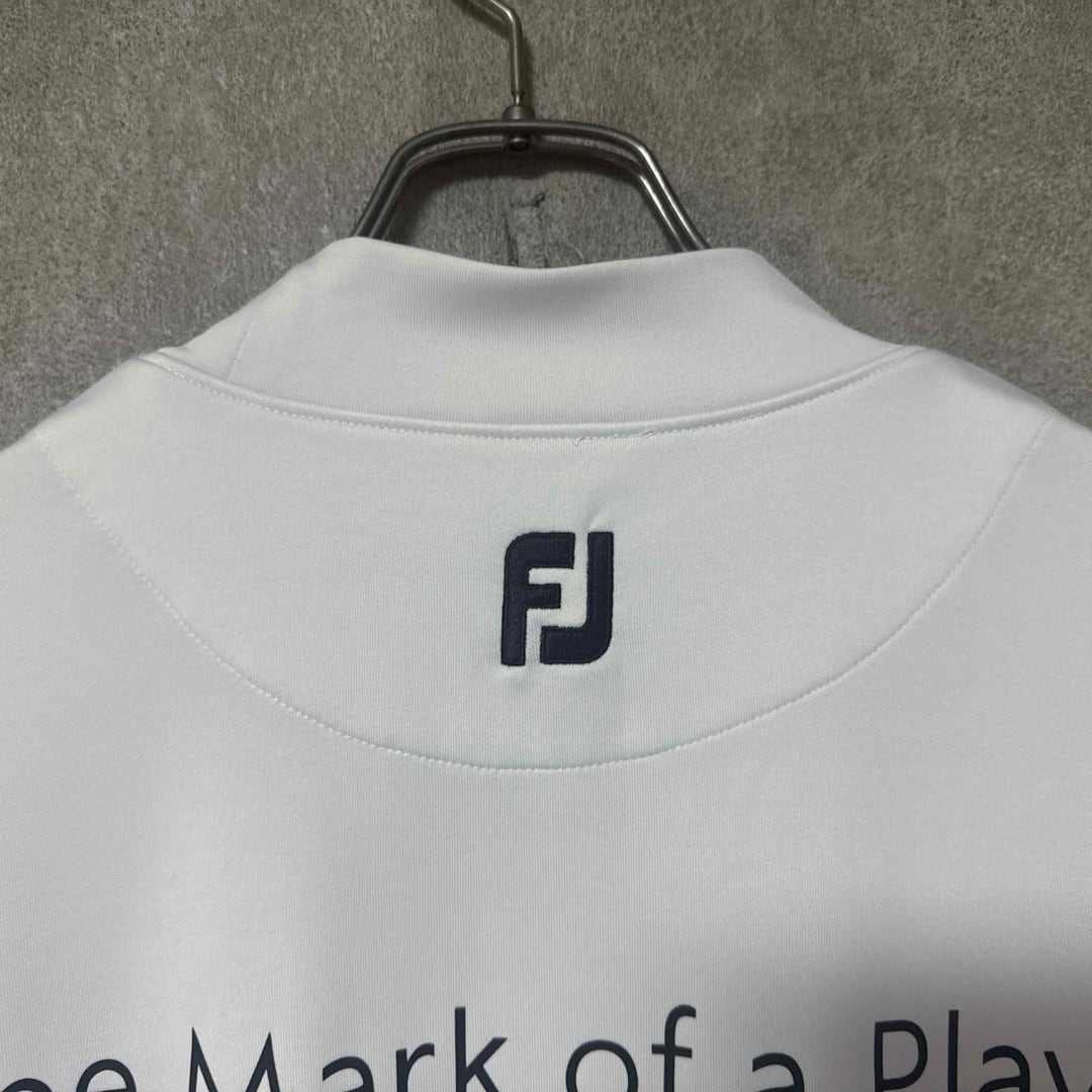 FootJoy フットジョイ ビッグロゴ モックネック シャツ ホワイト L メンズ】FootJoy フットジョイ ビッグロゴ モックネック シャツ