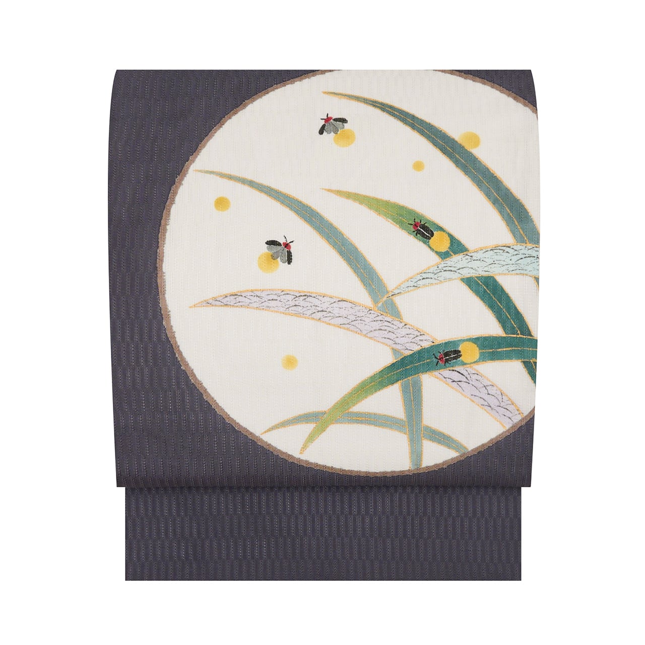 蛍の模様 手描友禅 変り絽麻夏名古屋帯【中古】 | かわの屋