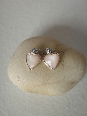 〈vintage silver925〉pink MOP heart 2way pierce