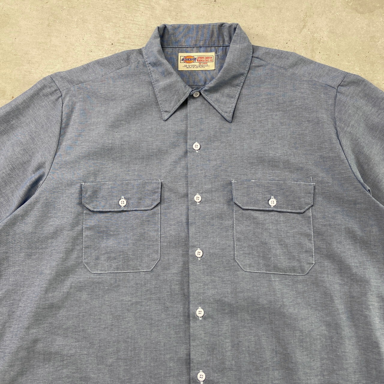 90年代 USA製 Dickies ディッキーズ 半袖 シャンブレーシャツ ワーク 