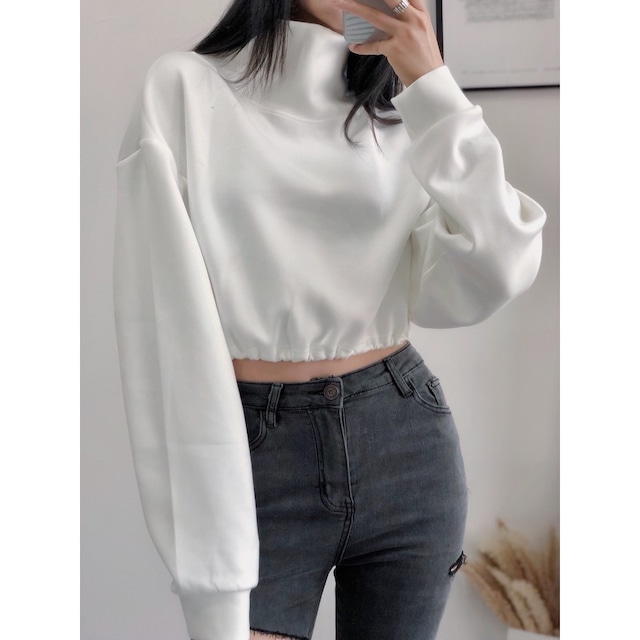 high neck short pullover 10043