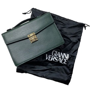 GIANNI VERSACE green leather mini briefcase