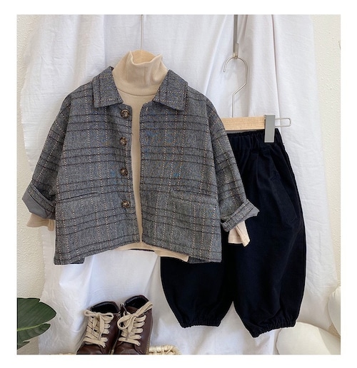 韓国子供服 ネルチェックシャツ ジャケット