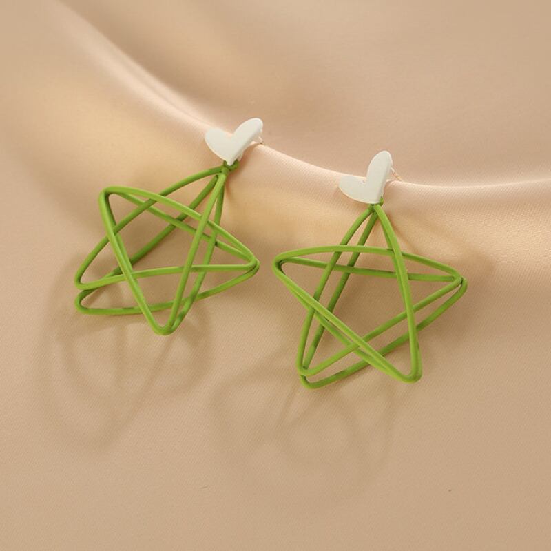 Lime Green Geometric Star Swing Studs S0229