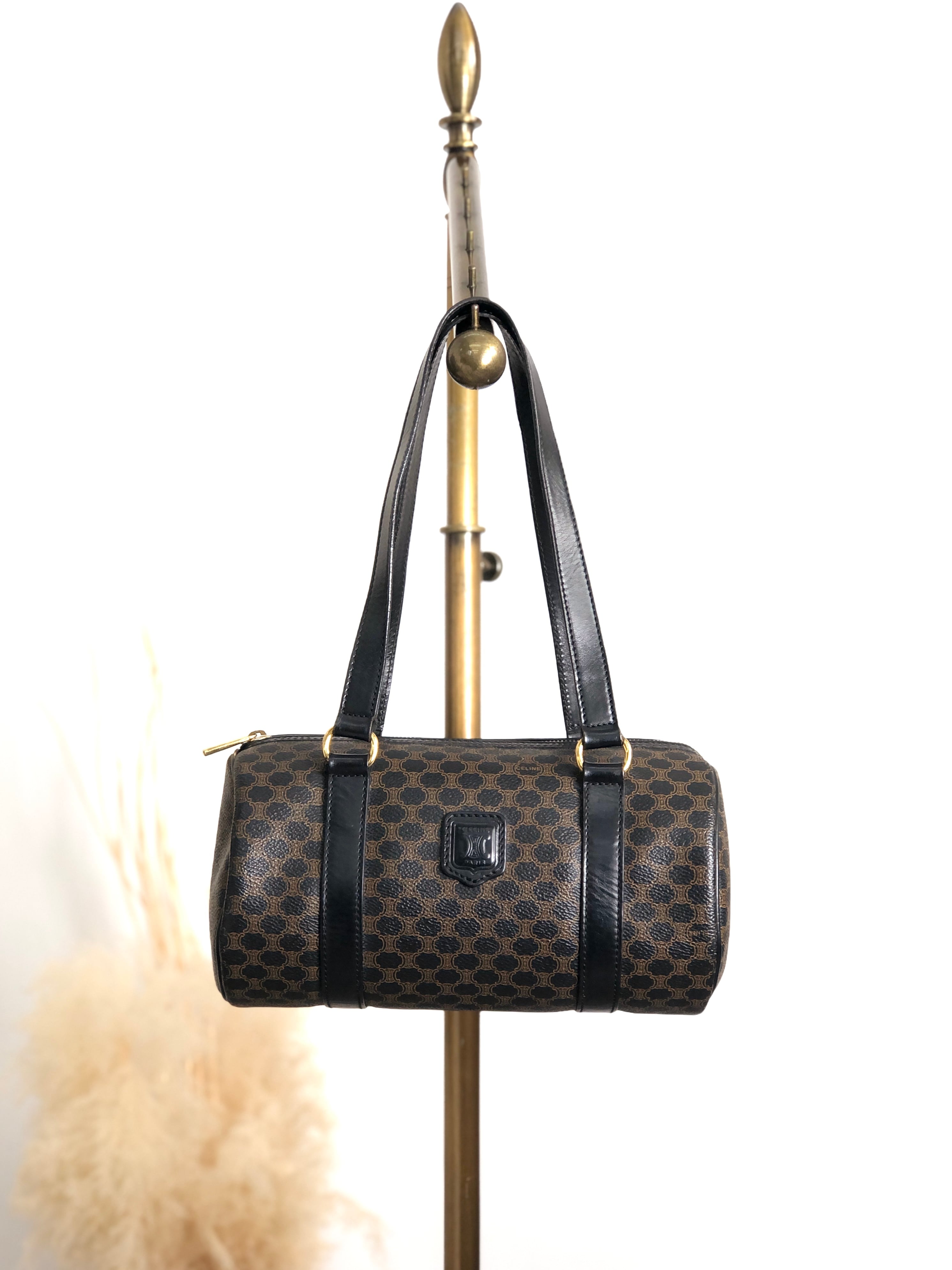 CELINE オールドセリーヌ　マカダム柄　ハンドバッグ　ビンテージ オールド【CELINE セリーヌ マカダム柄 ミニハンドバッグ