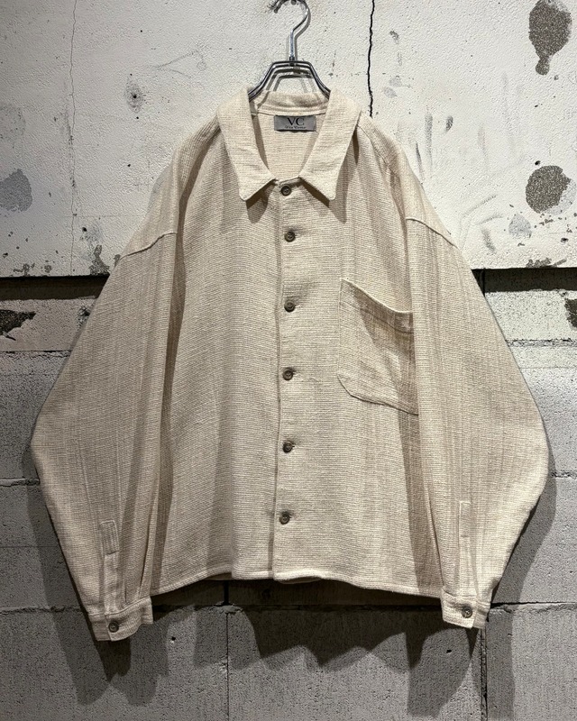 【Caka otto】80's〜90's Minimal Design Vintage Linen Blend L/S Shirt
