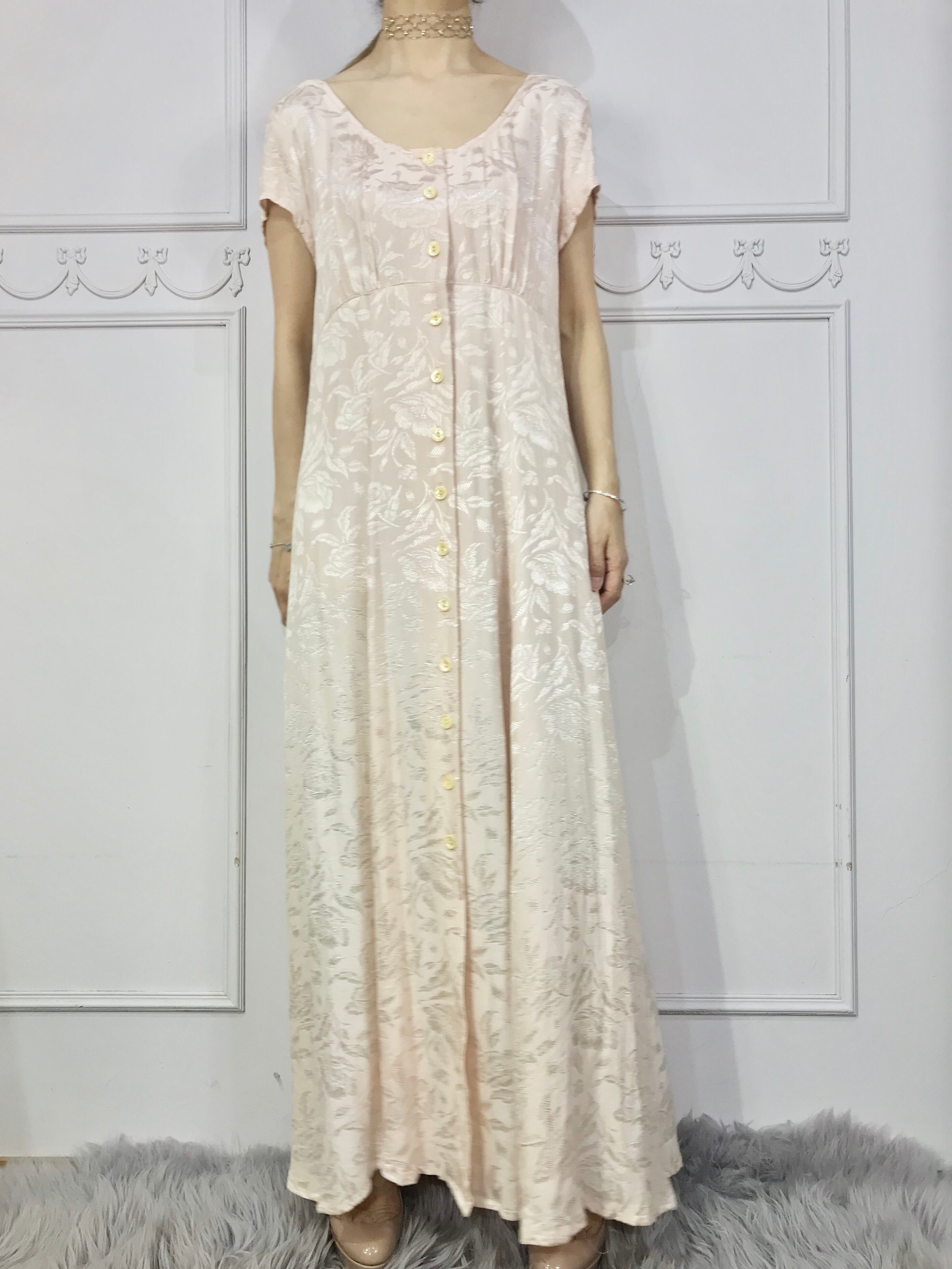 ヌーディピンクジャガードドレスlot20113