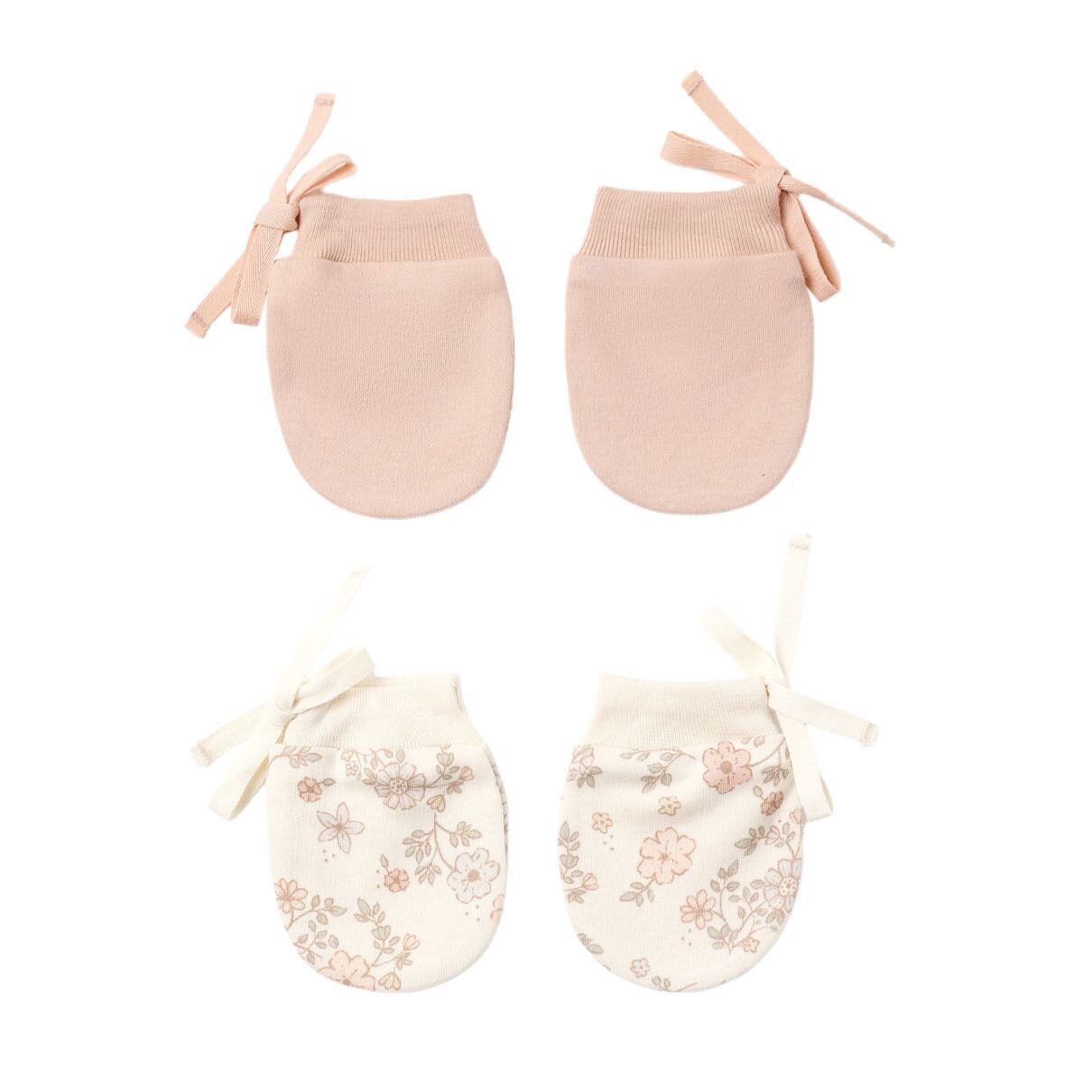 NO SCRATCH MITTENS 2個セット/ FLORAL VINE, DUSTY ROSE