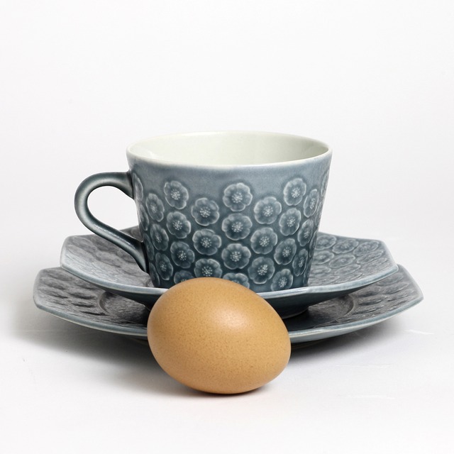 Jens H. Quistgaard イェンス・クィストゴー Plum / Azur  プラム / アズール  カップ＆八角ソーサー、八角プレート3点セット - 3 北欧ヴィンテージ