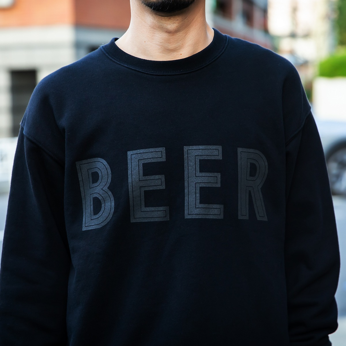 BEER ロゴプリントスウェット ブラック | BEER