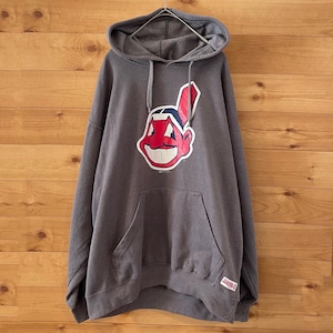 【Stitches】MLB インディアンス ロゴ プリントパーカー プルオーバー フーディー Indians L  US古着