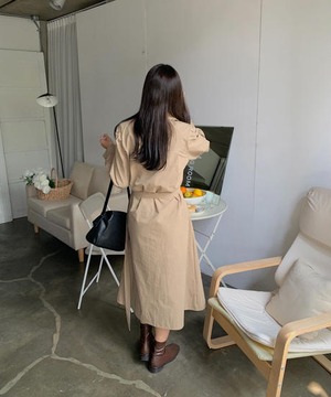 《即納商品》wrap trench onepiece (beige / navy)