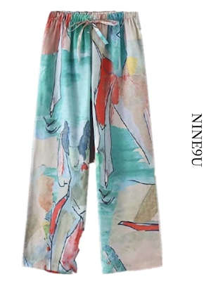 WATERCOLOR printing design pants【NINE4318】