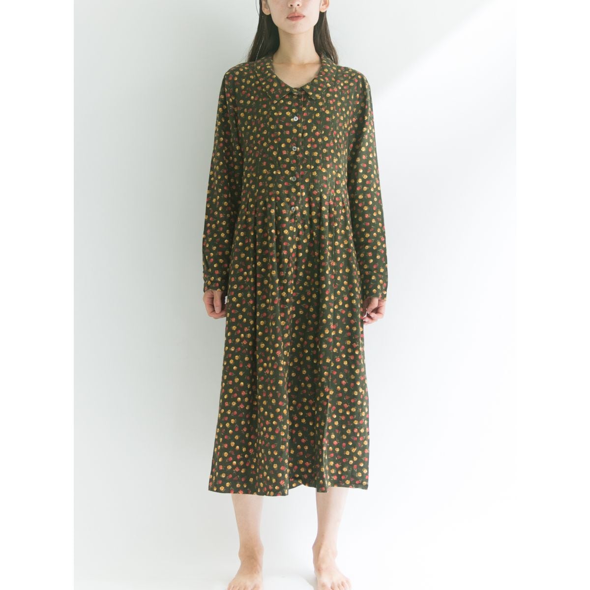 【Faith Mountain Company 】Made in USA long sleeve one-piece（アメリカ製 総柄ワンピース 長袖）8e