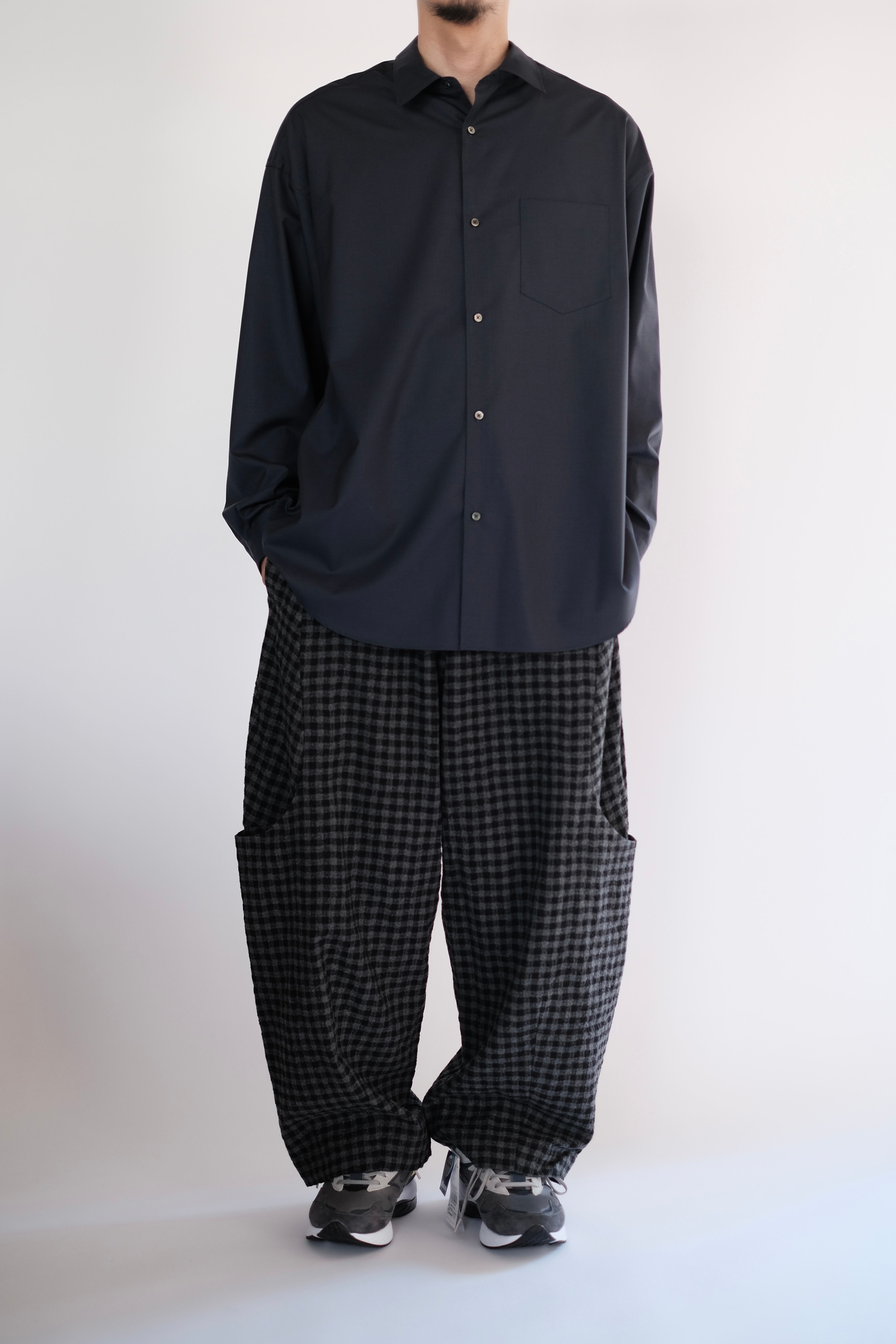 Fine Wool Tropical Stand Collar Shirt
