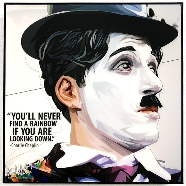 Charlie Chaplin (2) チャーリー チャップリン「ポップアートパネル Keetatat Sitthiket キータタットシティケット」ポップアートフレーム アートボード グラフィックアート ウォールアート 絵画 壁立て 壁掛けインテリア 額 ポスター プレゼント ギフト インスタ映え 映画 俳優