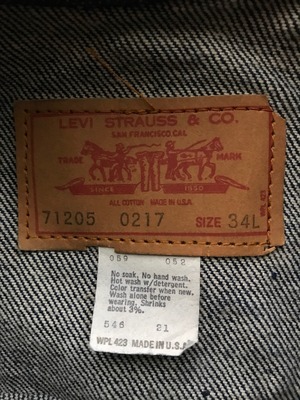 70's Levi's 71205 デニムジャケット レア！ ロング丈 貴重サイズ 表記(34L) DEADSTOCK