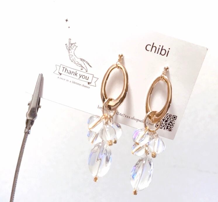 JaraJara☆clear×gold 大ぶり ピアス/イヤリング | fancy_chiya