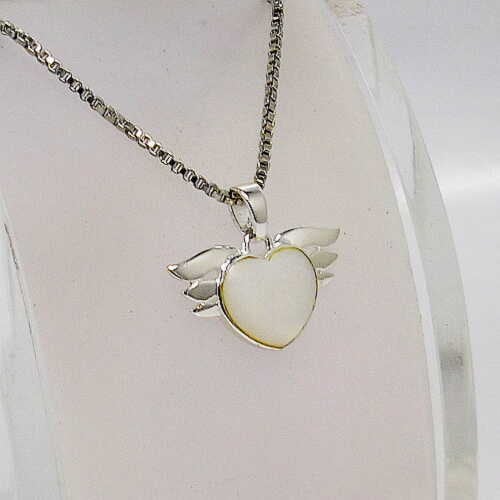 ハートの白蝶貝と天使の羽根のシルバー925製トップ！ | Pay ID