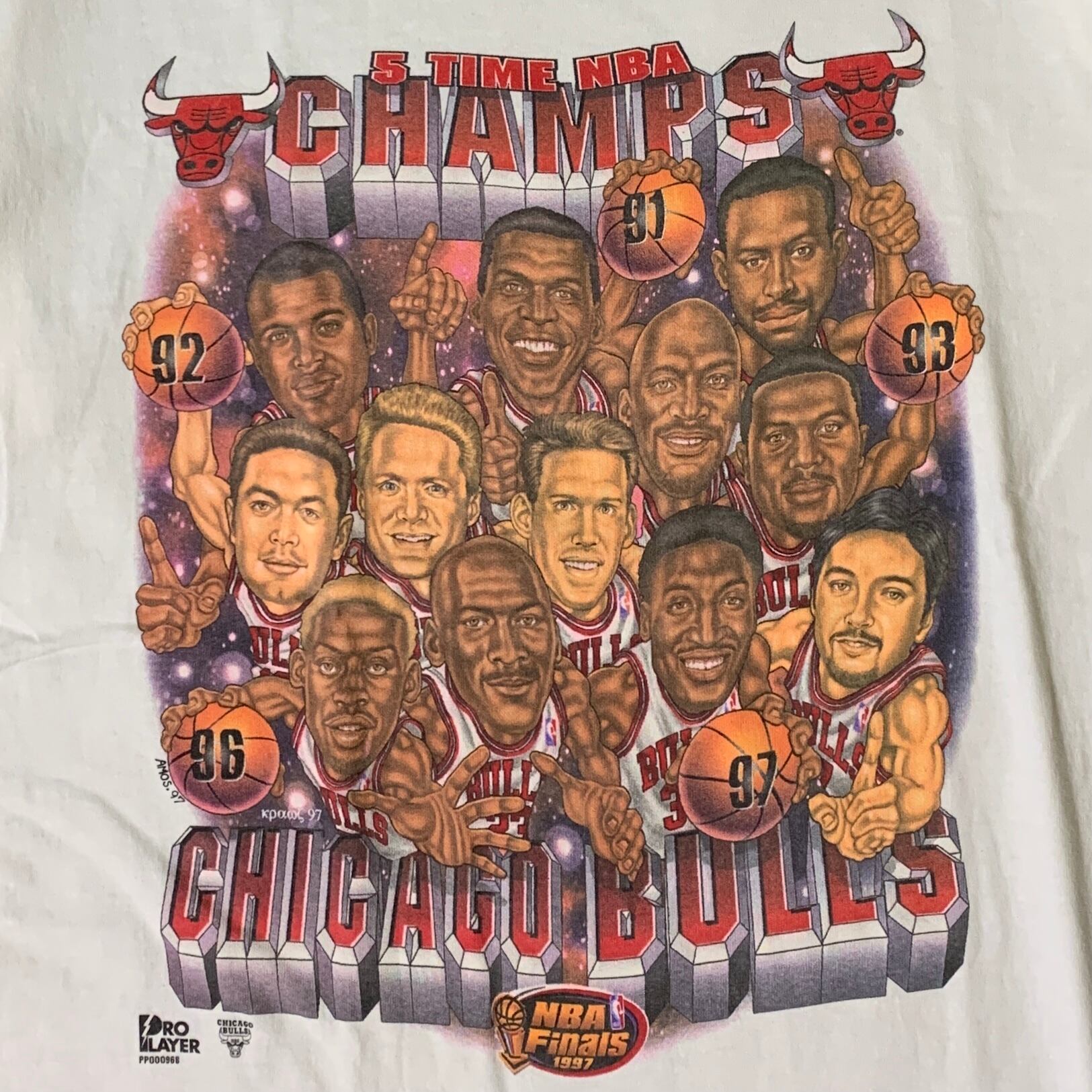 ９０S NBA CHICAGO BULLS/シカゴブルズ １９９７ファイナル Tシャツ ...