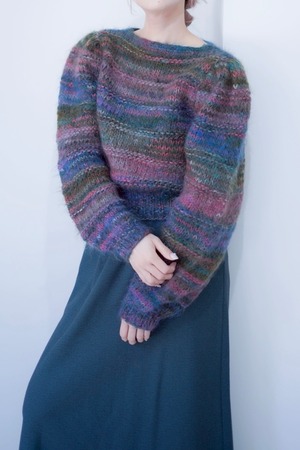 mix boarder short hand knit