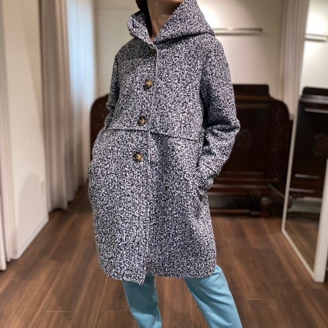 mix loop hood coat gray